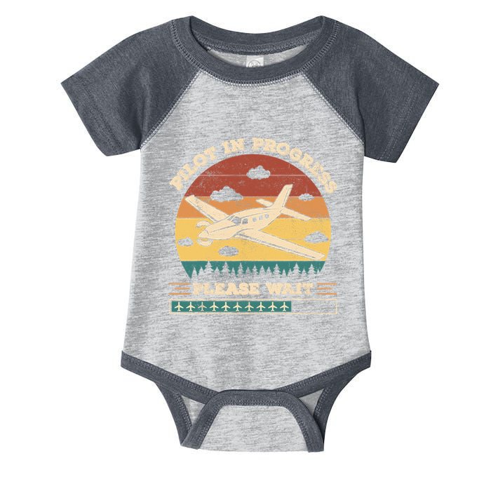 Pilot In Progress Please Wait Funny Aviation Future Pilots Infant Baby Jersey Bodysuit