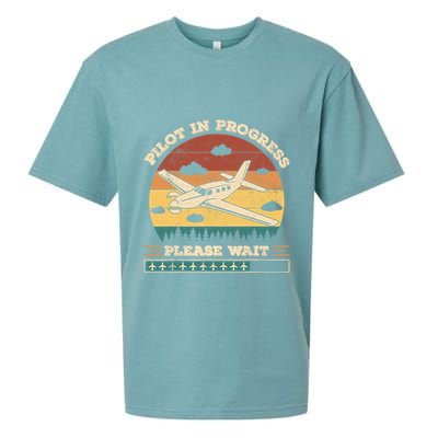 Pilot In Progress Please Wait Funny Aviation Future Pilots Sueded Cloud Jersey T-Shirt