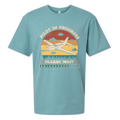 Pilot In Progress Please Wait Funny Aviation Future Pilots Sueded Cloud Jersey T-Shirt