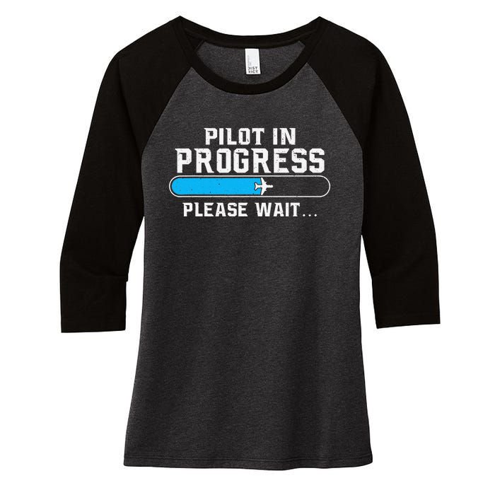 Pilot In Progress Airline Pilot Aviation Aircraft Lover Women's Tri-Blend 3/4-Sleeve Raglan Shirt