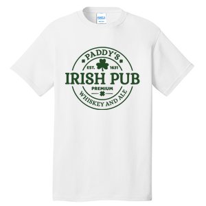 Paddy's Irish Pub Est 1631 Whiskey And Ale Irish St Patrick's Day Tall T-Shirt