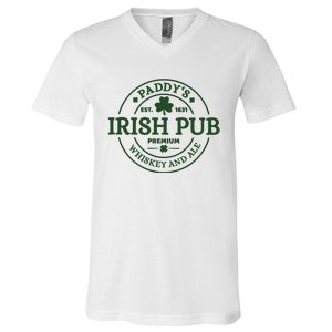 Paddy's Irish Pub Est 1631 Whiskey And Ale Irish St Patrick's Day V-Neck T-Shirt