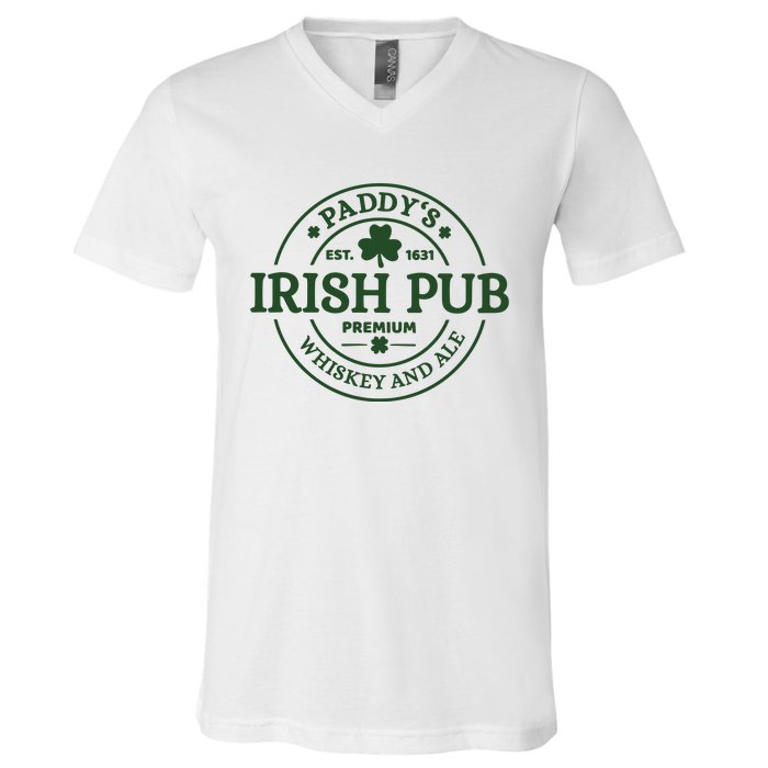 Paddy's Irish Pub Est 1631 Whiskey And Ale Irish St Patrick's Day V-Neck T-Shirt