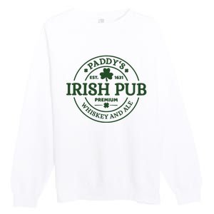 Paddy's Irish Pub Est 1631 Whiskey And Ale Irish St Patrick's Day Premium Crewneck Sweatshirt