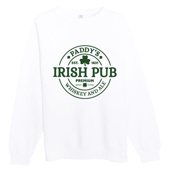 Paddy's Irish Pub Est 1631 Whiskey And Ale Irish St Patrick's Day Premium Crewneck Sweatshirt