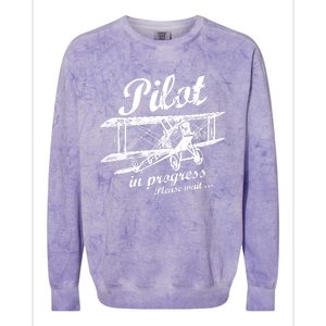 Pilot In Progress Please Wait | Funny Aviation Pilot Colorblast Crewneck Sweatshirt