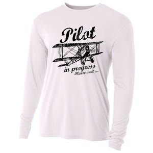 Pilot In Progress Please Wait | Funny Aviation Pilot Cooling Performance Long Sleeve Crew