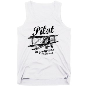 Pilot In Progress Please Wait | Funny Aviation Pilot Tank Top