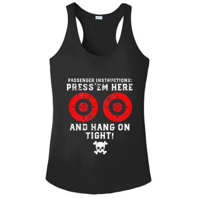Passenger Instructions Press Em Here Ladies PosiCharge Competitor Racerback Tank