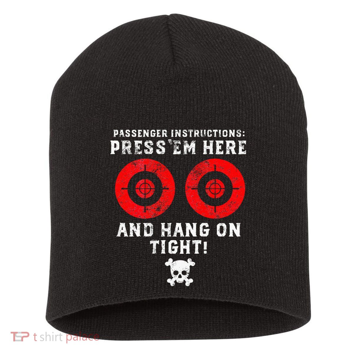 Passenger Instructions Press Em Here Short Acrylic Beanie