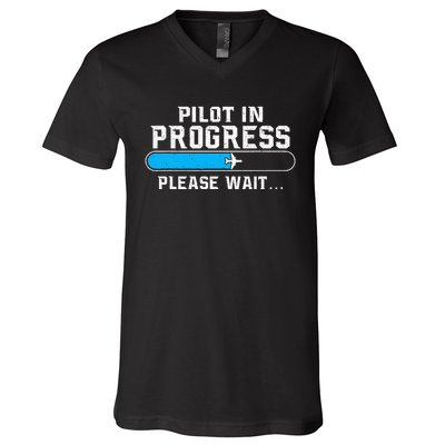 Pilot In Progress Airline Pilot Aviation Aircraft Lover V-Neck T-Shirt