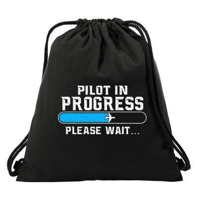 Pilot In Progress Airline Pilot Aviation Aircraft Lover Drawstring Bag