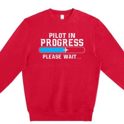 Pilot In Progress Airline Pilot Aviation Aircraft Lover Premium Crewneck Sweatshirt