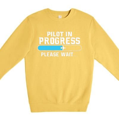 Pilot In Progress Airline Pilot Aviation Aircraft Lover Premium Crewneck Sweatshirt