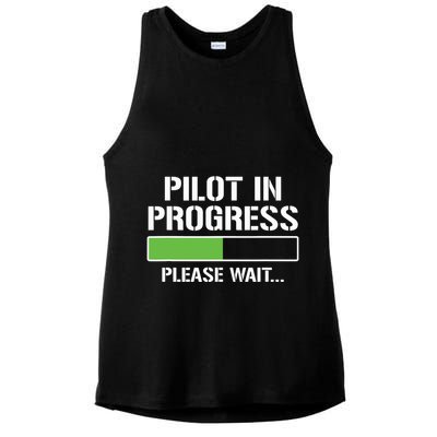 Pilot In Progress Funny Flight School Student Ladies PosiCharge Tri-Blend Wicking Tank