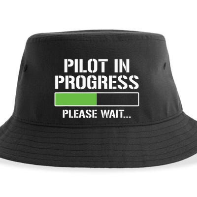 Pilot In Progress Funny Flight School Student Sustainable Bucket Hat