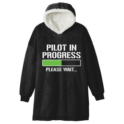 Pilot In Progress Funny Flight School Student Hooded Wearable Blanket