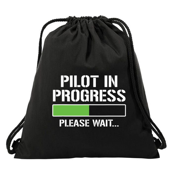 Pilot In Progress Funny Flight School Student Drawstring Bag