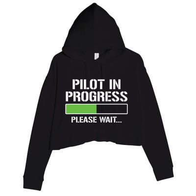 Pilot In Progress Funny Flight School Student Crop Fleece Hoodie