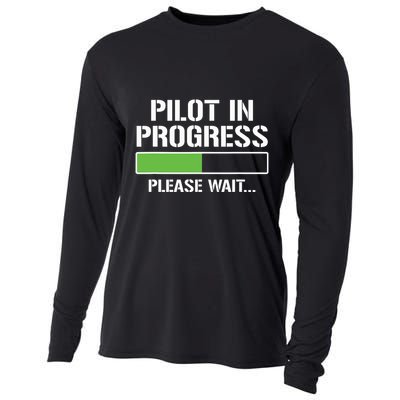 Pilot In Progress Funny Flight School Student Cooling Performance Long Sleeve Crew