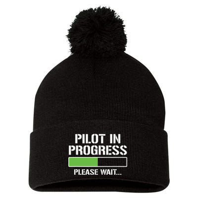 Pilot In Progress Funny Flight School Student Pom Pom 12in Knit Beanie