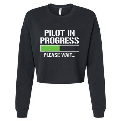 Pilot In Progress Funny Flight School Student Cropped Pullover Crew