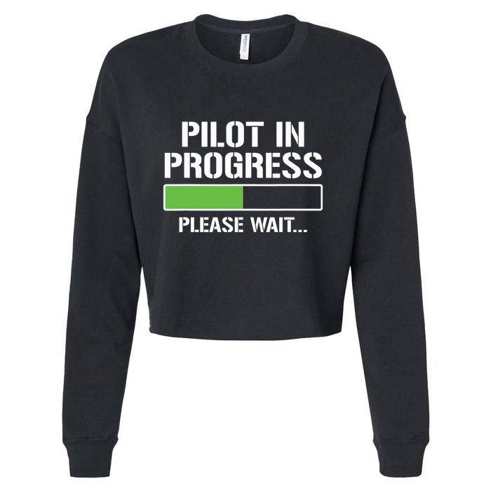 Pilot In Progress Funny Flight School Student Cropped Pullover Crew