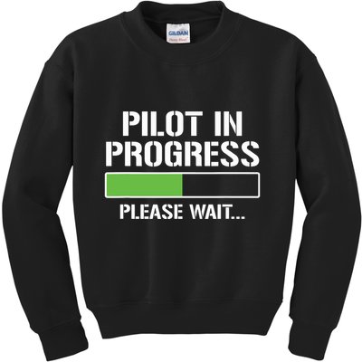 Pilot In Progress Funny Flight School Student Kids Sweatshirt