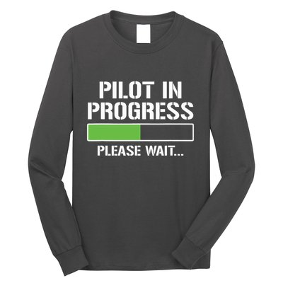 Pilot In Progress Funny Flight School Student Long Sleeve Shirt