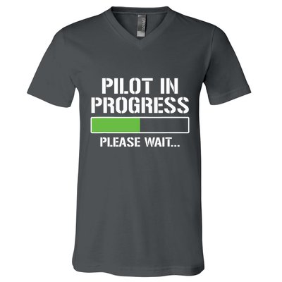 Pilot In Progress Funny Flight School Student V-Neck T-Shirt