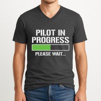 Pilot In Progress Funny Flight School Student V-Neck T-Shirt