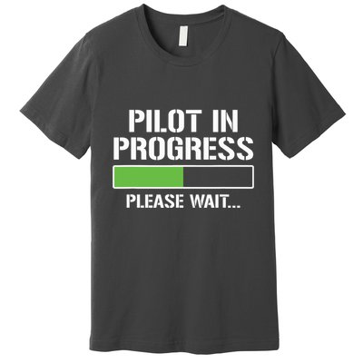 Pilot In Progress Funny Flight School Student Premium T-Shirt