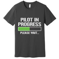 Pilot In Progress Funny Flight School Student Premium T-Shirt