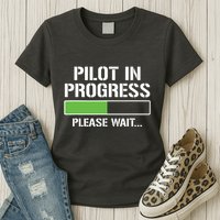 Pilot In Progress Funny Flight School Student Womens T-Shirt