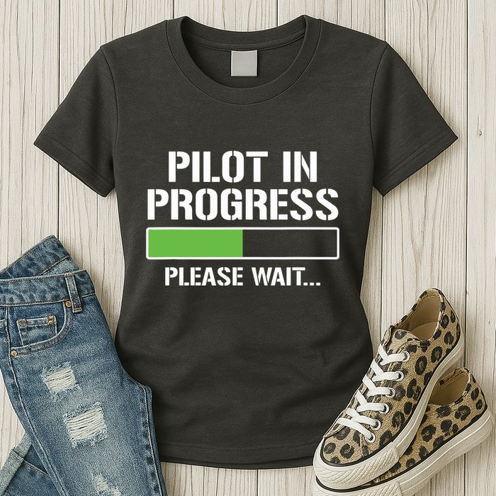 Pilot In Progress Funny Flight School Student Womens T-Shirt