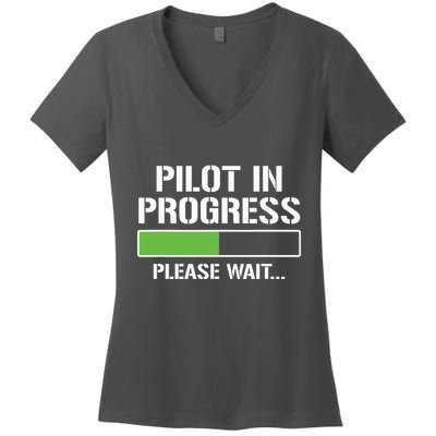 Pilot In Progress Funny Flight School Student Women's V-Neck T-Shirt