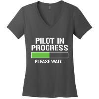 Pilot In Progress Funny Flight School Student Women's V-Neck T-Shirt