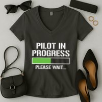 Pilot In Progress Funny Flight School Student Women's V-Neck T-Shirt