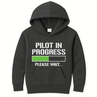 Pilot In Progress Funny Flight School Student Kids Hoodie