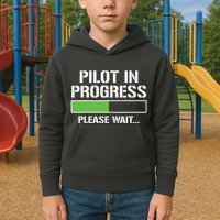 Pilot In Progress Funny Flight School Student Kids Hoodie