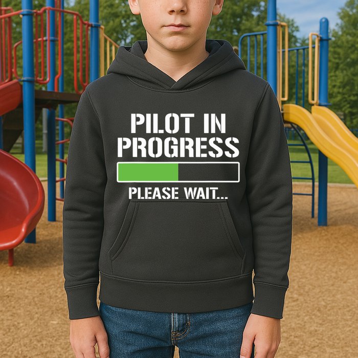 Pilot In Progress Funny Flight School Student Kids Hoodie