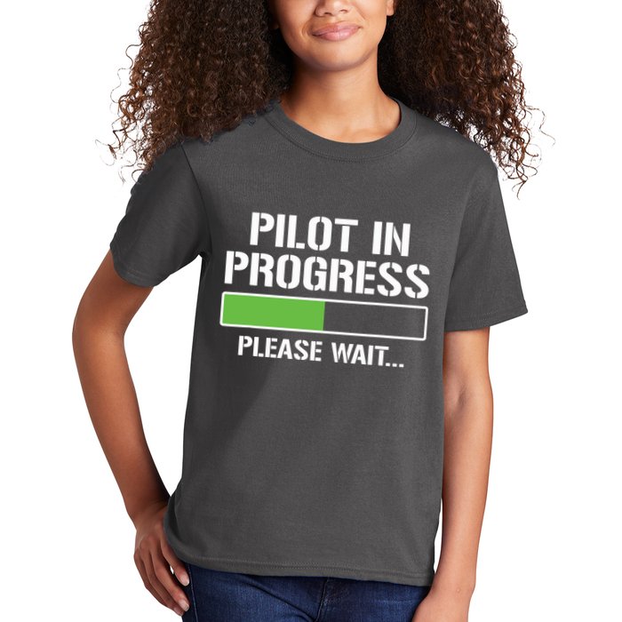 Pilot In Progress Funny Flight School Student Kids T-Shirt