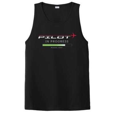 Pilot In Progress Funny Future Pilot Aviation Airplane Gift PosiCharge Competitor Tank