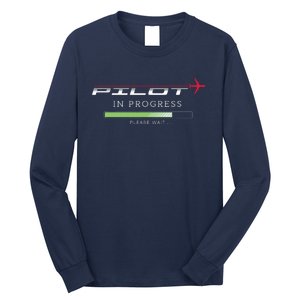 Pilot In Progress Funny Future Pilot Aviation Airplane Gift Long Sleeve Shirt