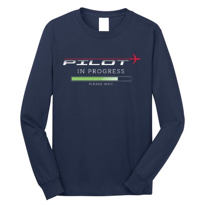 Pilot In Progress Funny Future Pilot Aviation Airplane Gift Long Sleeve Shirt