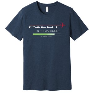 Pilot In Progress Funny Future Pilot Aviation Airplane Gift Premium T-Shirt