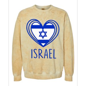 Patriotic Israel Pride Israeli Heart Flag Israel Colorblast Crewneck Sweatshirt