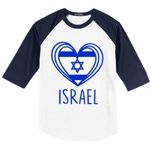 Patriotic Israel Pride Israeli Heart Flag Israel Baseball Sleeve Shirt