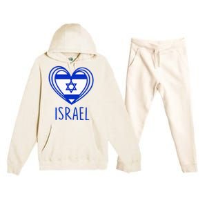 Patriotic Israel Pride Israeli Heart Flag Israel Premium Hooded Sweatsuit Set