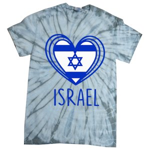 Patriotic Israel Pride Israeli Heart Flag Israel Tie-Dye T-Shirt